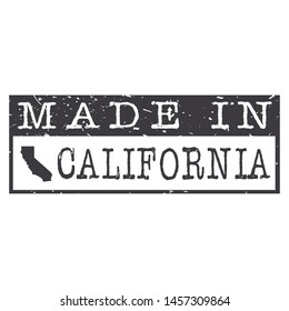 Made In California. Stamp Rectagle Map. Logo Icon Symbol. Design Certificated.