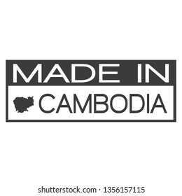Made In Cambodia. Stamp Rectagle Map. Logo Icon Symbol. Design Certificated.