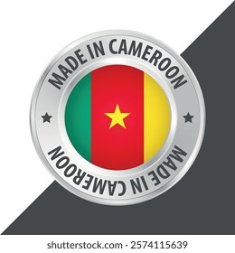 Made in Cameroon badge logo flag sticker 3d vector illustration isolated on white