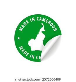 Made in Cameroon - Country Map Sticker. Best Quality. Original Product. Vector illustration.