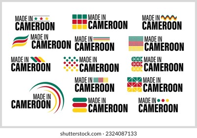 Hergestellt in Kamerun Grafik und Label Set. Element der Wirkung für die Verwendung, die Sie daraus machen wollen.
