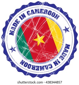 Made in Cameroon grunge rubber stamp with flag