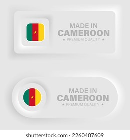 Made in Cameroon neumorphic graphic and label. Element of impact for the use you want to make of it.