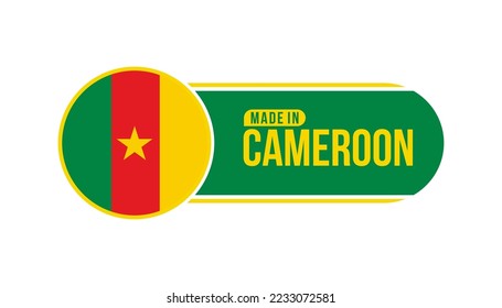 Made in Cameroon. Product packaging label with Cameroon flag. Vector illustration