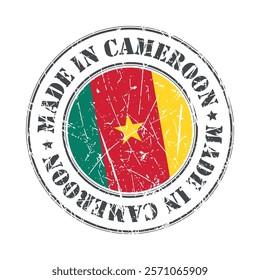 Made in Cameroon stamp scratched flag badge logo vector illustration