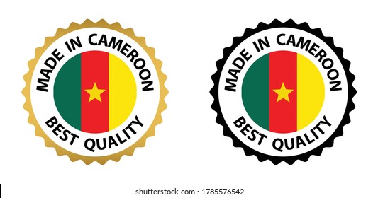 en el sello vectorial camerunés. insignia con bandera de Camerún