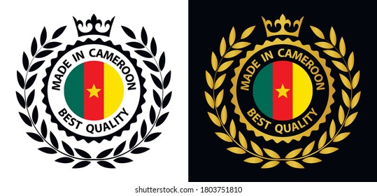 made in Cameroon vector stamp. badge with Cameroon  flag