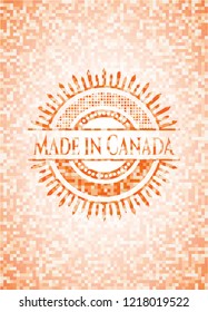 Made in Canada abstract orange mosaic emblem with background