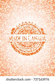 Made in Canada abstract orange mosaic emblem with background