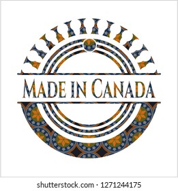 Made in Canada arabic emblem background. Arabesque decoration.