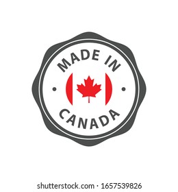 Made in Canada badge with Canadian flag