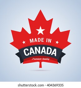 Made in Canada badge. Colorful label for canada products. Vector illustration in flat style.