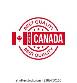 Made In Canada Badge Icon Stamp Logo With Flag. Vector Illustration