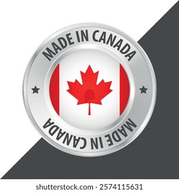 Made in Canada badge logo flag sticker 3d vector illustration isolated on white