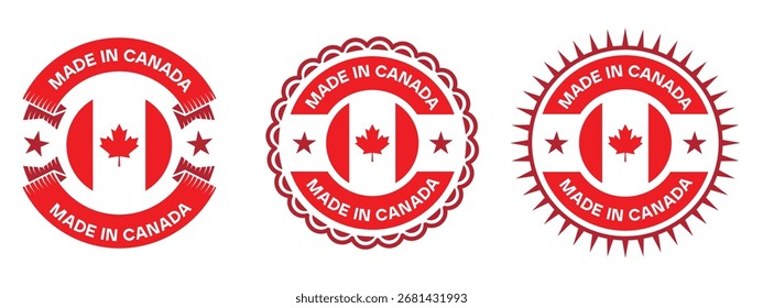 Etiquetas y pegatinas de diseño de Vector de insignia Made in Canada