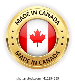 Made Canada Button Gold Border On Stock Vector (Royalty Free) 412254235 ...