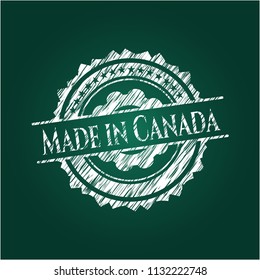 Made in Canada chalk emblem written on a blackboard