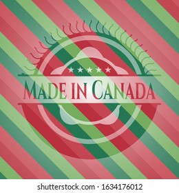 Made in Canada christmas colors style badge. Vector Illustration. Detailed.