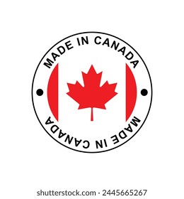 MADE IN CANADA circle stamp with flag on white background vector Template