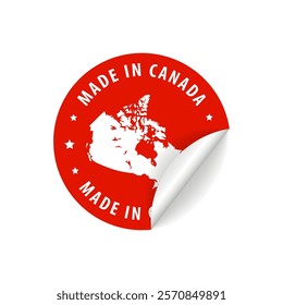 Made in Canada - Country Map Sticker. Best Quality. Original Product. Vector illustration.