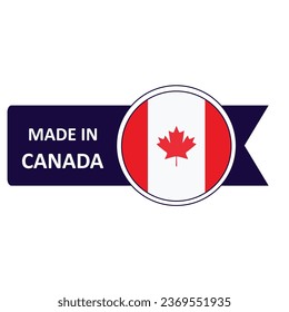 Made In Canada. Flag, banner icon, design, sticker