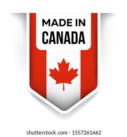 Made in Canada flag ribbon on white background
