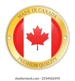 Made in Canada gold badge. Premium quality badge for labeling products or items related to Canada