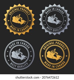 Made in Canada - gold and silver stamp set. Best quality. Original product. Vector illustration