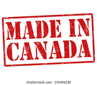 Made in Canada grunge rubber stamp on white, vector illustration