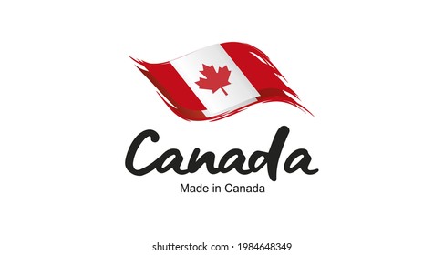 Made in Canada handwritten flag ribbon typography lettering logo label banner