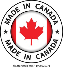 Made in Canada icon, circle button, vector illustration.