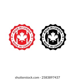 Made in Canada icon, circle button, vector illustration.