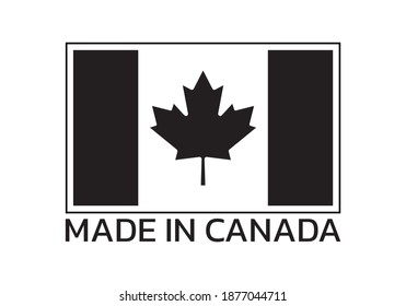 Made in Canada icon or logo with Canadian flag with maple leaf. Vector illustration.