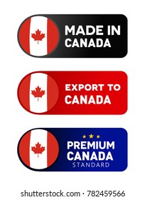 Made in Canada label, flyer, sign and symbol