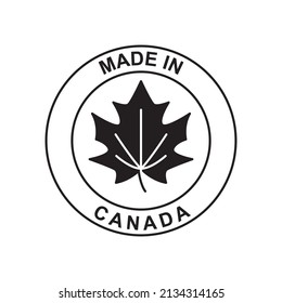 Made in canada label icon in black flat glyph, filled style isolated on white background
