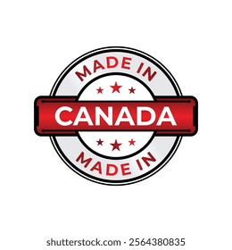 Made in Canada label icon emblem isolated on white background. Vector quality logo emblem design element. Vector illustration