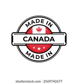 Made in Canada label icon emblem isolated on white background. Vector quality logo emblem design element. Vector illustration