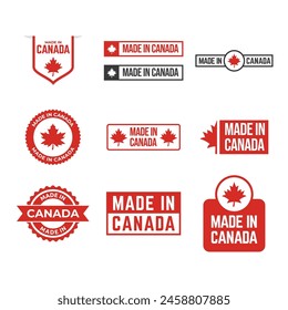 Made in canada label or logo design template