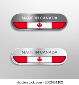 Made in Canada Label, Symbol or Logo Luxury Glossy Grey and White 3D Illustration