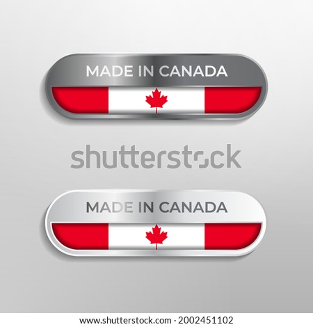 Made in Canada Label, Symbol or Logo Luxury Glossy Grey and White 3D Illustration
