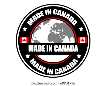 Made in Canada label, vector illustration