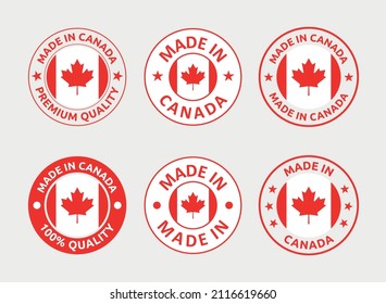 made in Canada labels, Canadian product emblems set