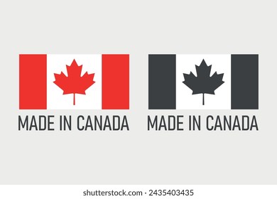 made in Canada labels, Canadian product icon set