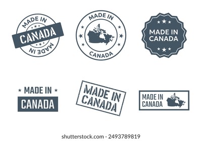 made in Canada labels, Canadian product icon set