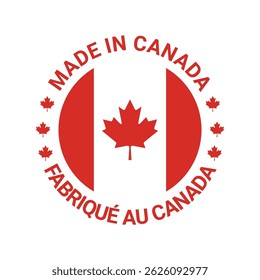 made in canada logo label design with circle flag maple element	