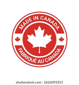 made in canada logo label design with circle maple element	