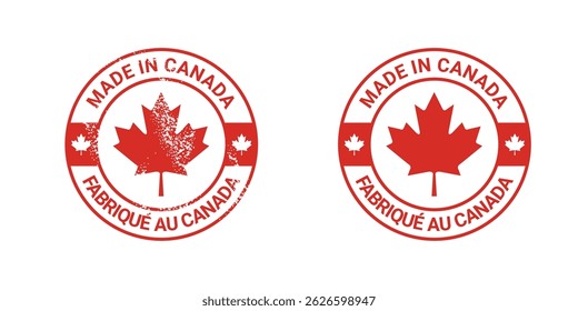 made in canada logo label design with circle maple element	