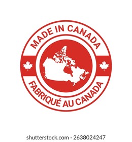 made in canada logo label design with circle map element	