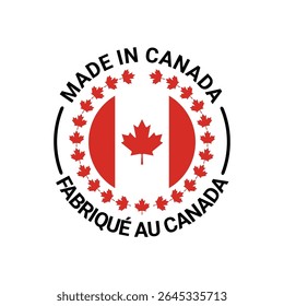 made in canada logo label design with circle maple element	