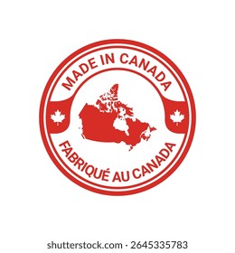 Hecho en Canadá Diseño de etiqueta de logotipo con elemento de mapa circular	